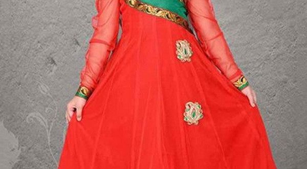 Red Color Fancy Frock New Design 2016
